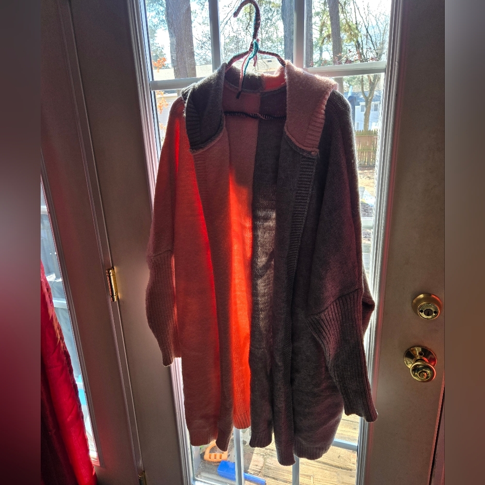 Two-Tone Open Front Cardigan